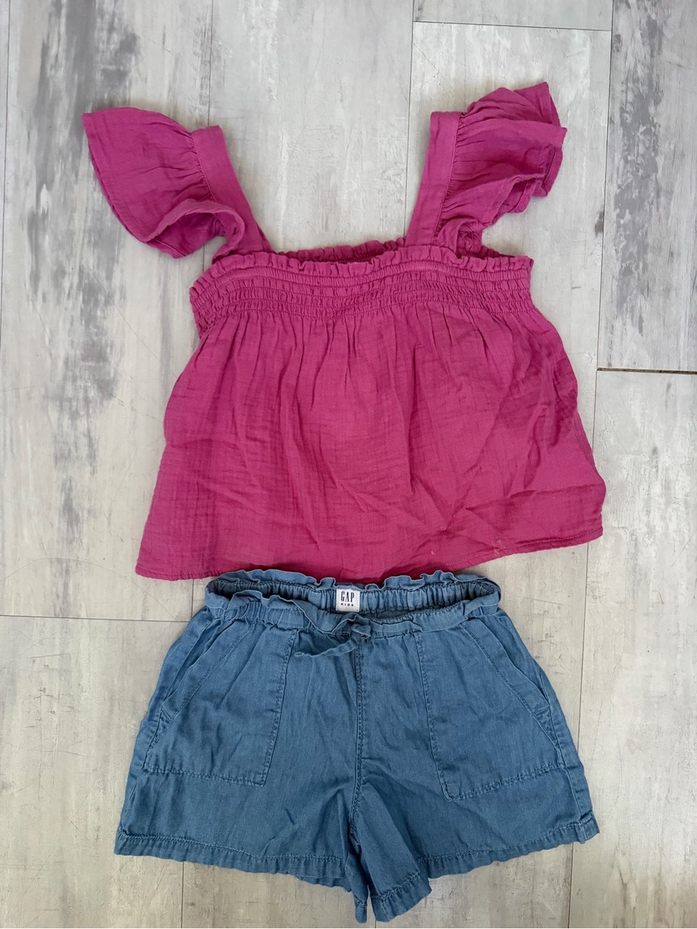 GAP Kids Magenta Top with Denim Blue Shorts Set